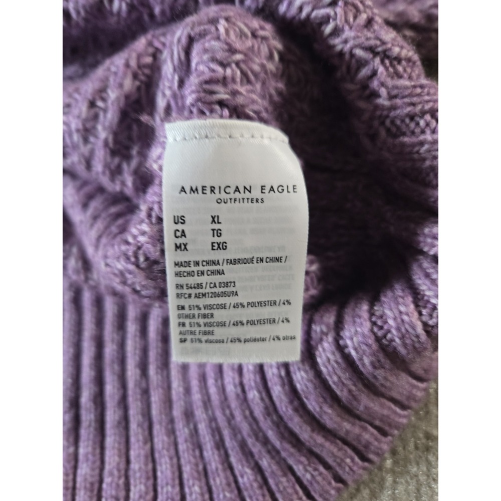 American Eagle Purple Mock Neck Relaxed Fit Chunky Knit  Sweater Size XL - Picture 3 of 7